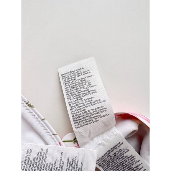 H&M White Pink Floral Scalloped 2pc Halter Bikini Set, Size 36D/10 - Picture 9 of 12